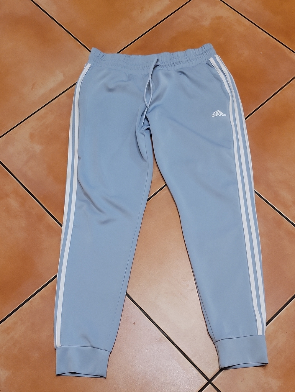 NWOT Adidas Light Blue 3 White Stripe Track Pants Womens Large